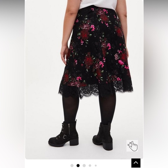 Black Floral Premium Ponte Lace Midi Skirt. Never worn. - Picture 5 of 7